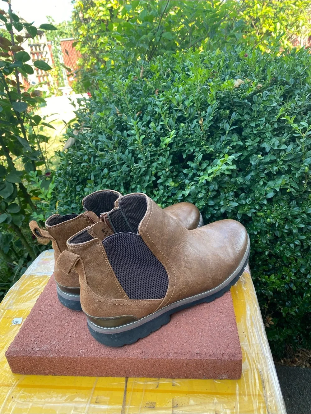 Dr Scholls Men's Brown Leather Chelsea Boots Slip-On Ankle Boots SZ 10.5M